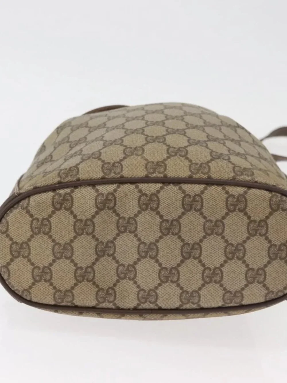 GUCCI GG Supreme Web Sherry Line Bag PVC Beige Gold 164 02 034 Auth